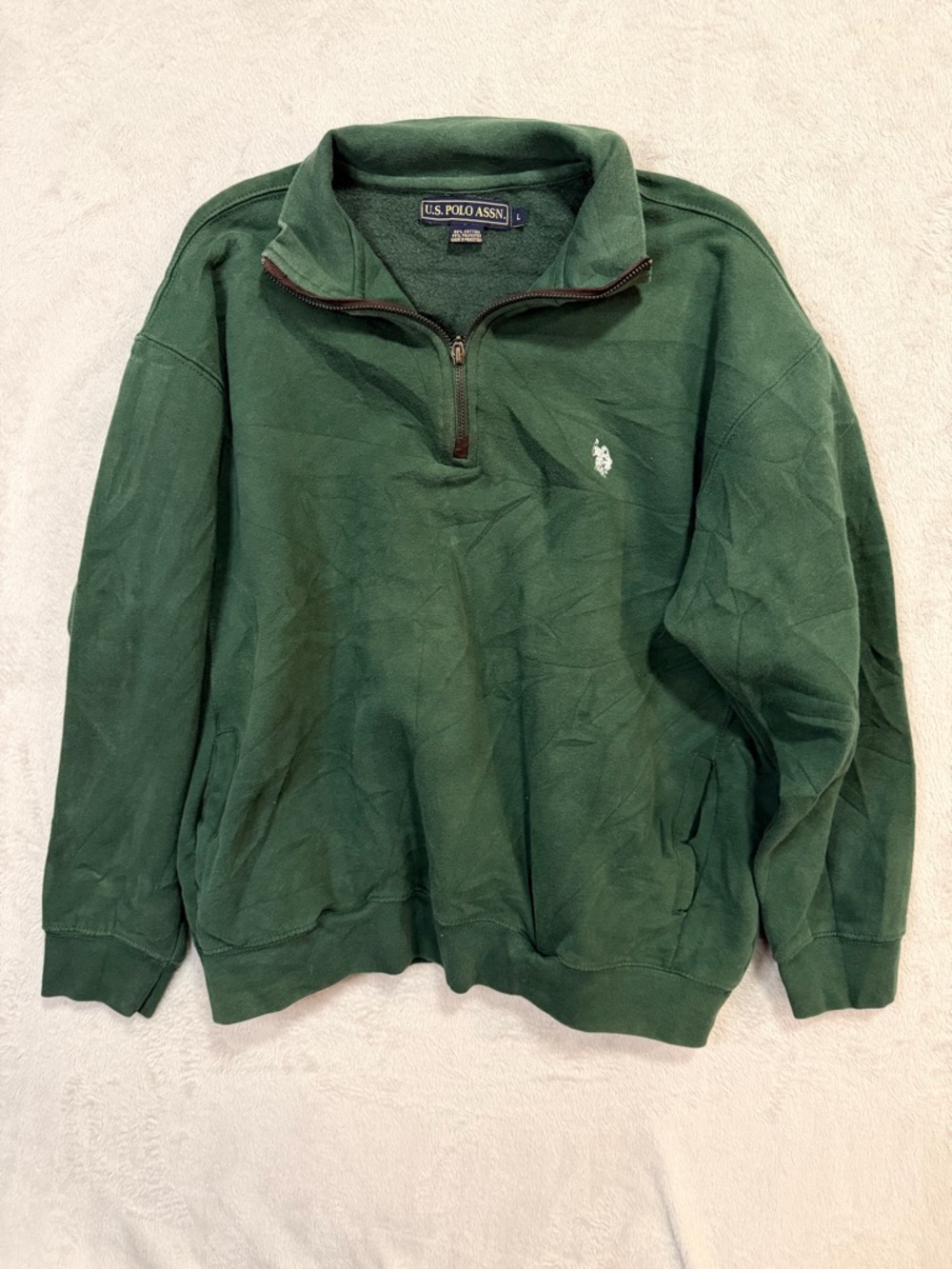 U.S. Polo Assn. Men's Forest Green Half-Zip Pullover Sweater